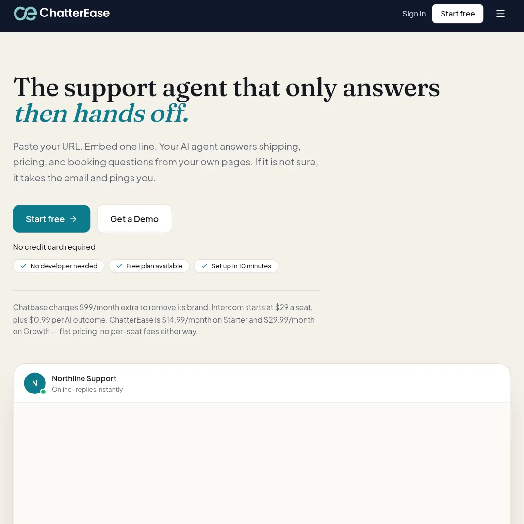 ChatterEase - AI Customer Support Agent  logo