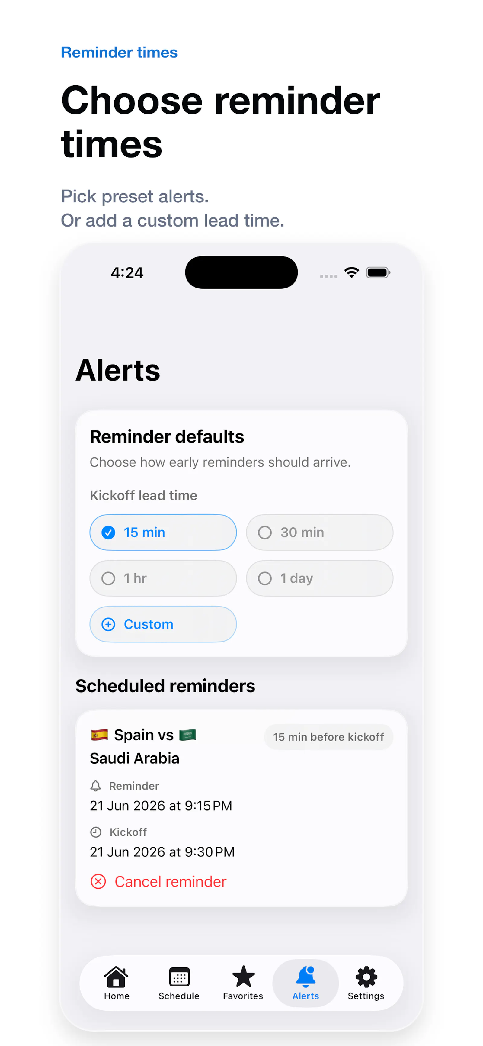 Kickoff Alarm 2026 screenshot 5