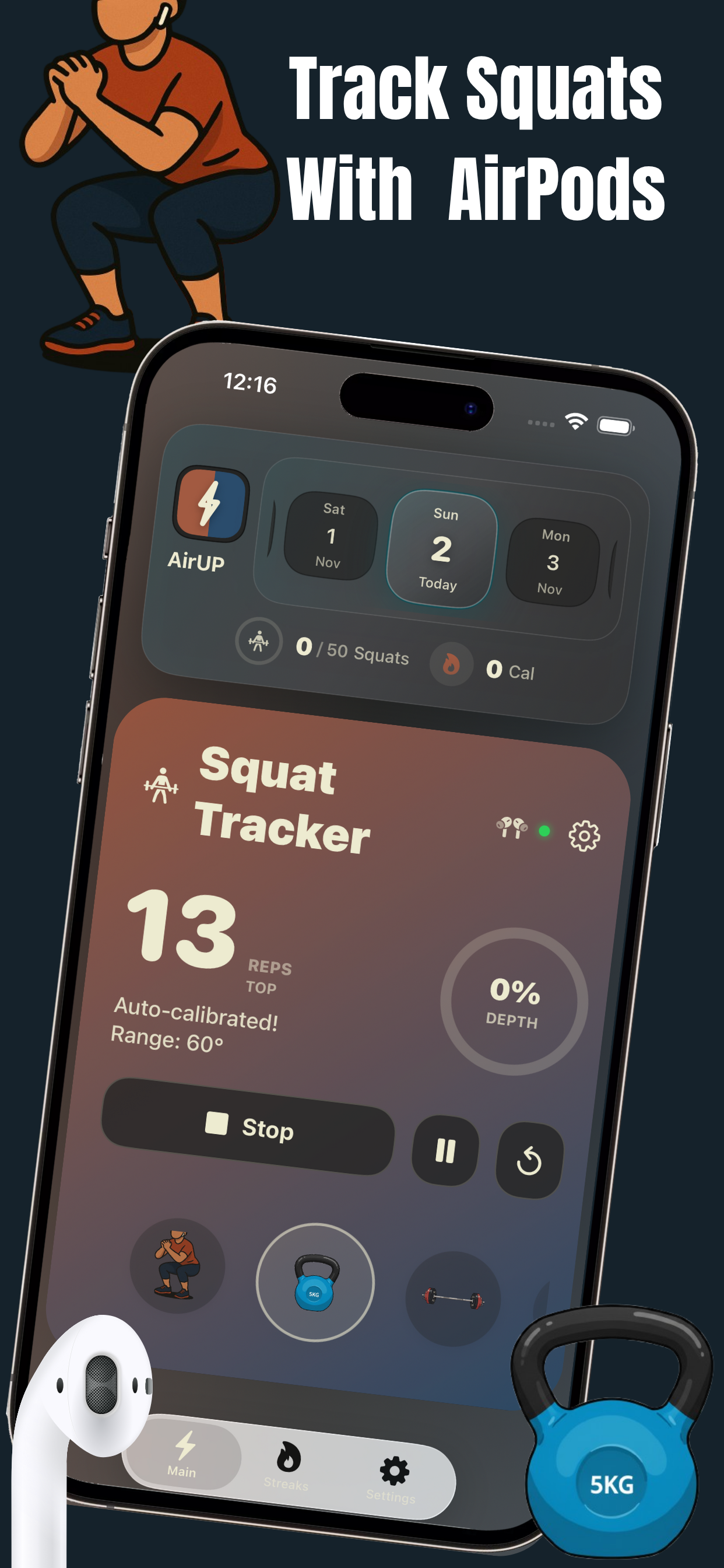 AirUP Reps - Main screenshot showing features and interface