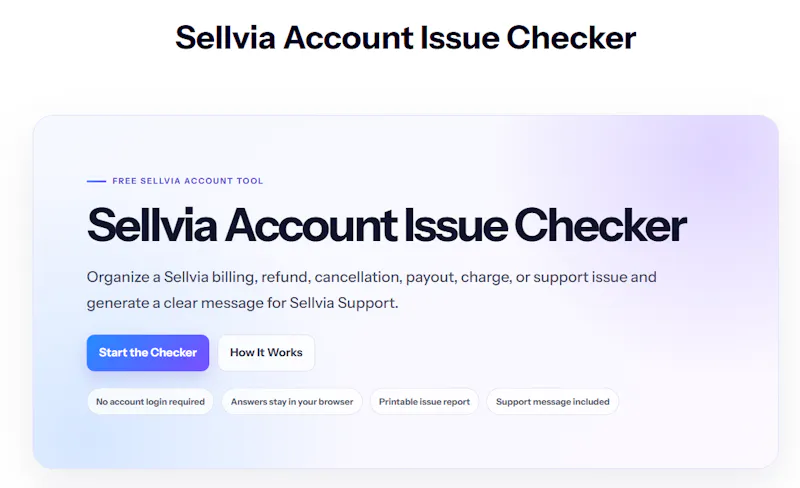 Sellvia Account Issue Checker screenshot 1