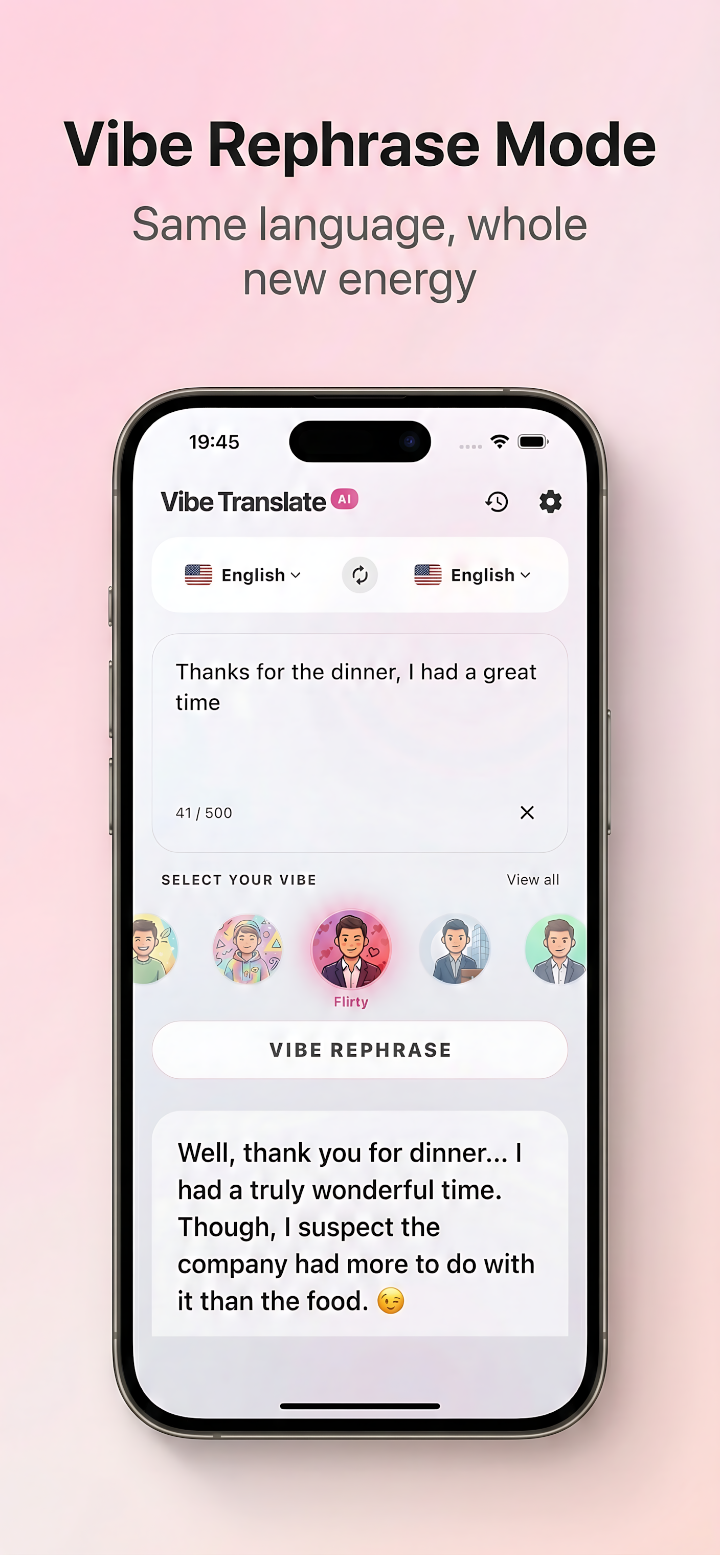 Vibe Translate AI - Translate & Rephrase - Screenshot 2 showing product features and functionality