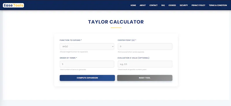 Taylor Calculator | Ease Tools screenshot 1