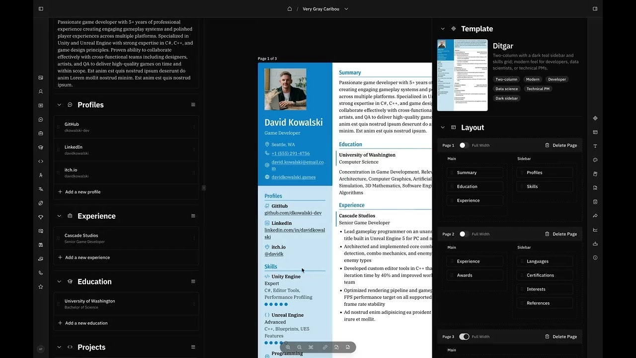 Reactive Resume v5 gallery image