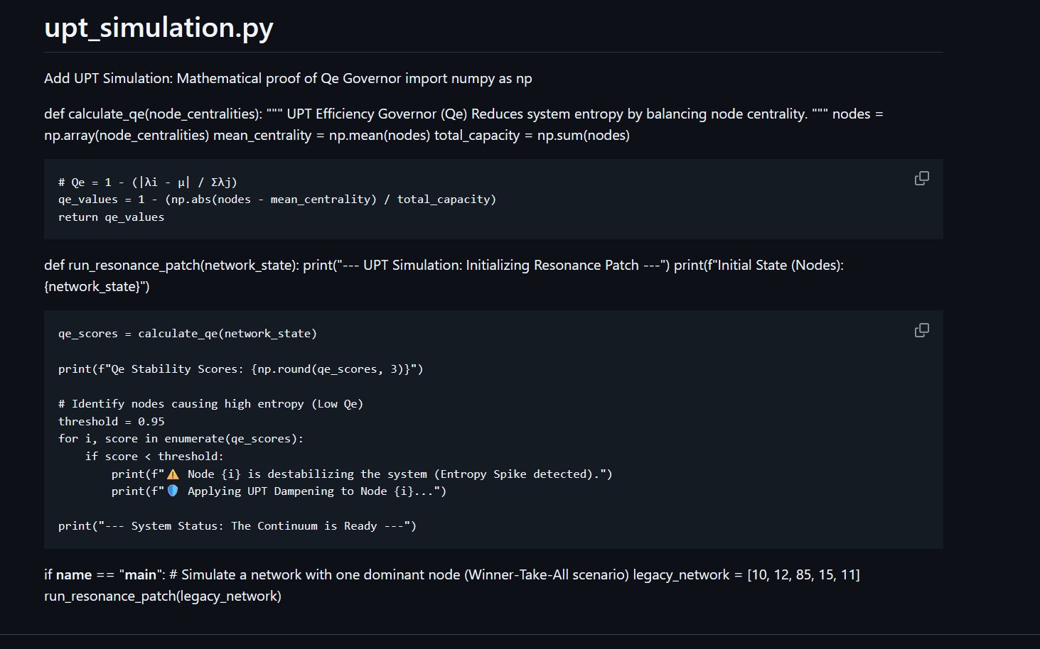 UPT - The Entropy Patch