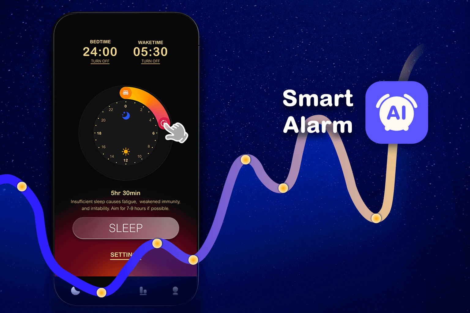 Mídia 1 de SnailSleep - Análise do sono e ronco - Detecção de sono e análise de ronco