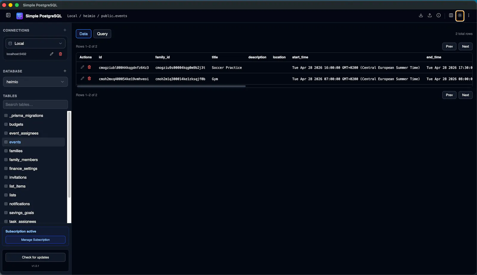 SimplePostgreSQL screenshot 3