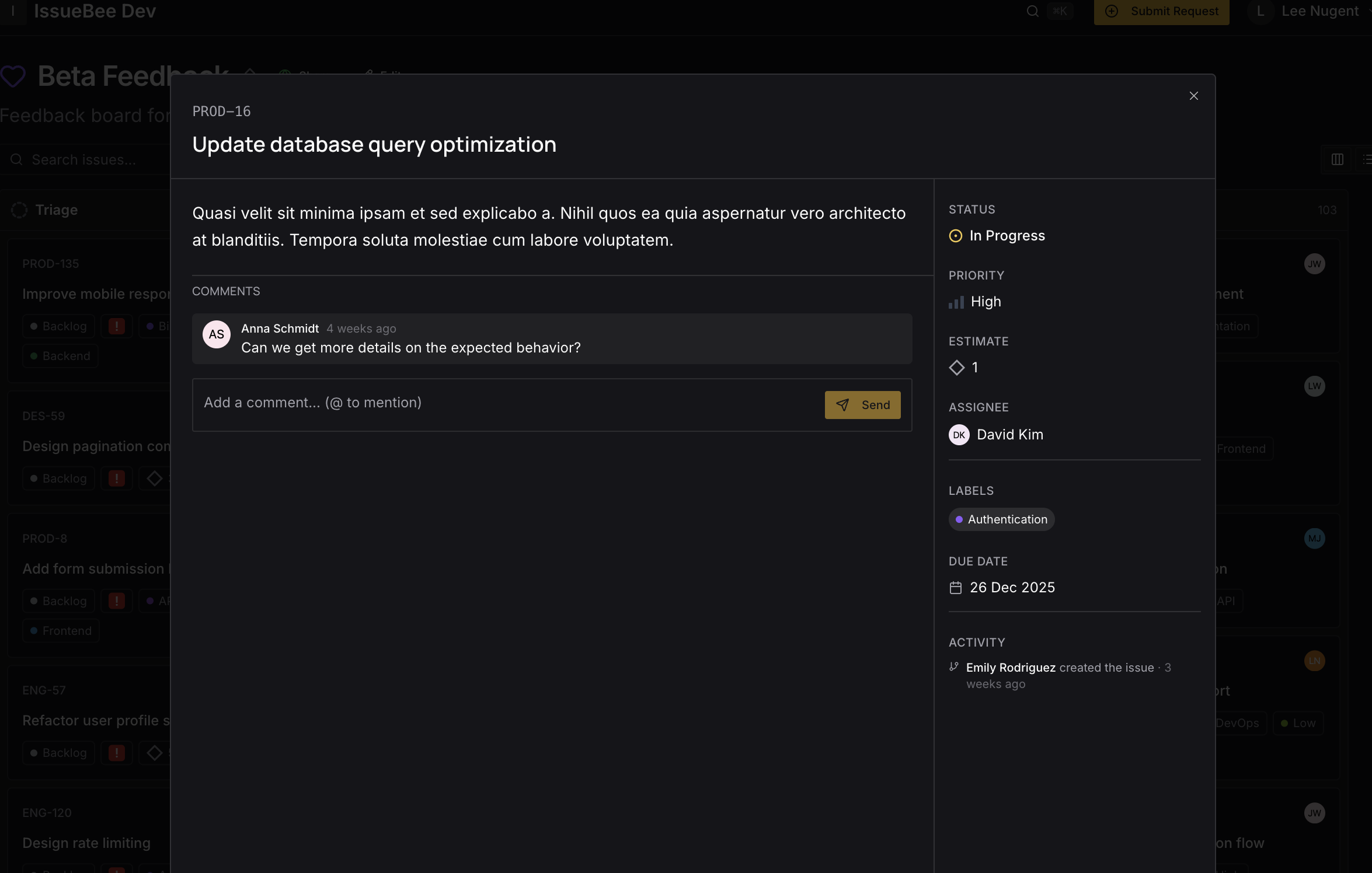 issueBee - Screenshot 4 showing product features and functionality