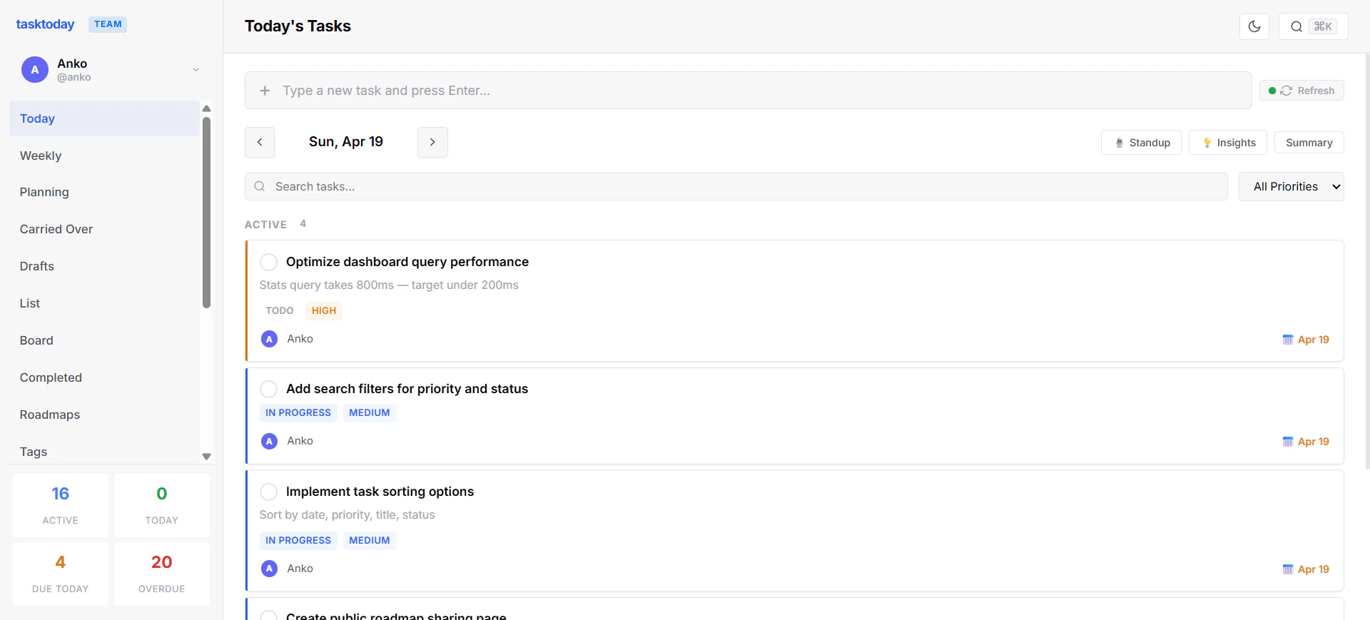 TaskToday screenshot 1