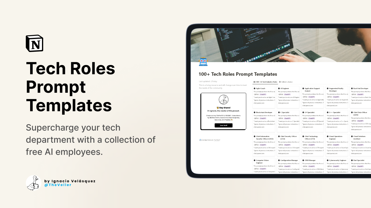 startuptile 100+ Tech Roles Prompt Templates-Supercharge your tech department with free AI employees