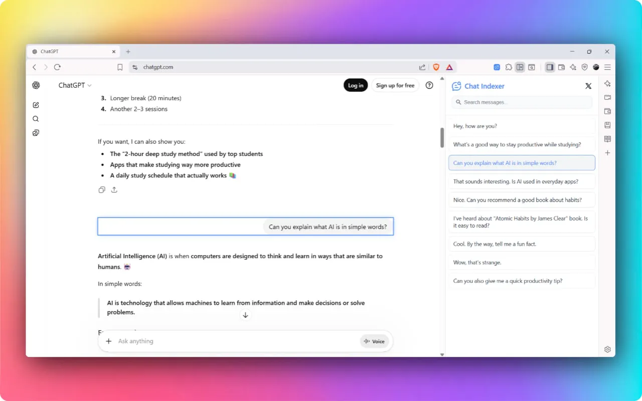 ChatIndexer - ChatGPT Message Search 제품 배너