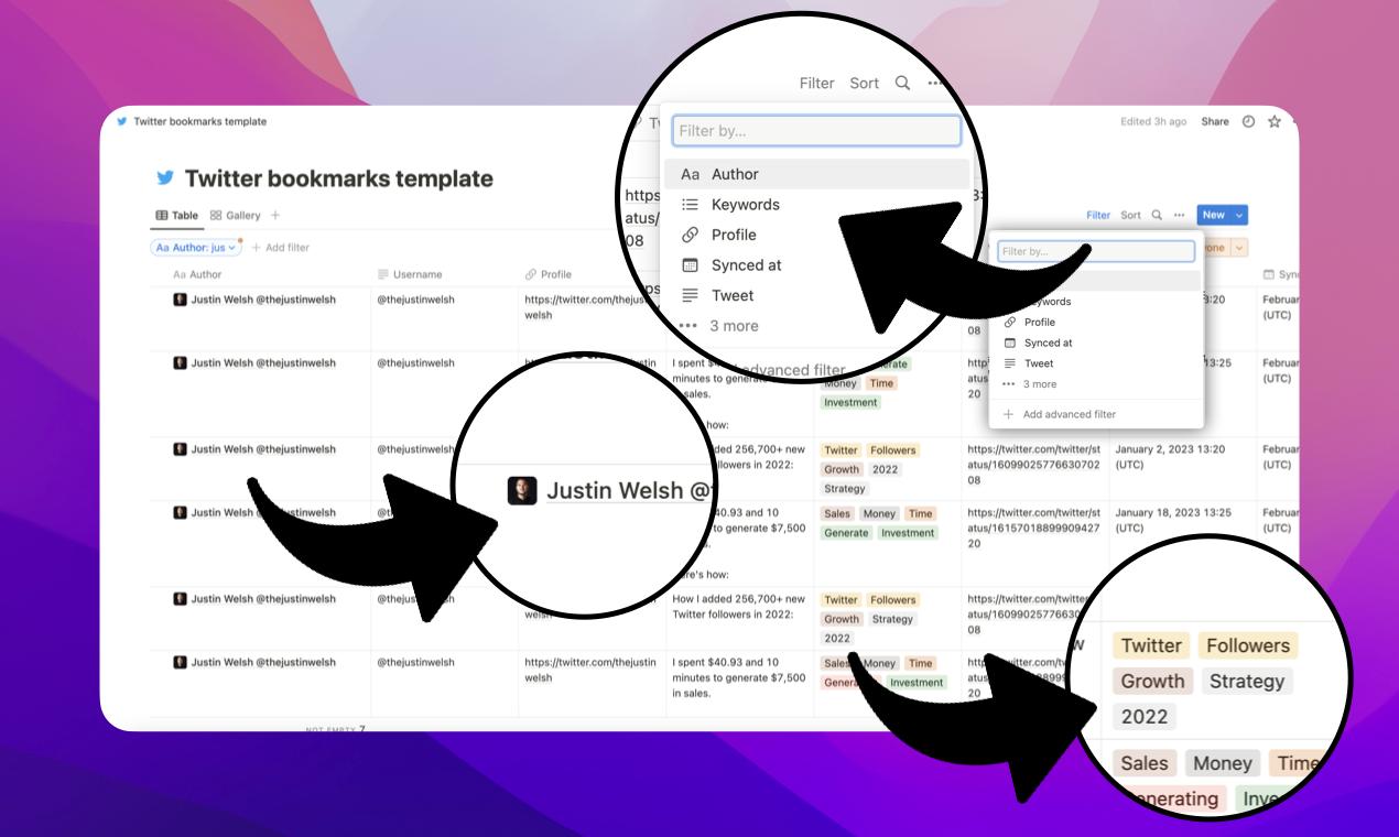 Média Mettre en signet - Obtenez jusqu'à 800 tweets en signet synchronisés à la notion 2