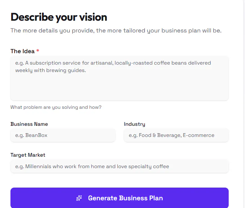 Buisness Plan generator 截图 1