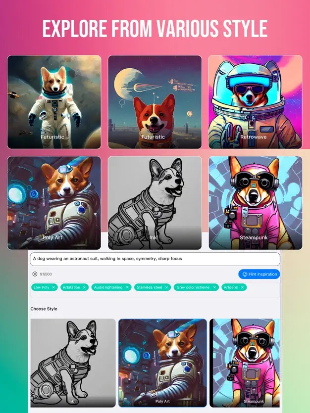 وسائط AI Art Generator Wonder Dream - أداة طلاء الصور التي تم إنشاؤها من الذكاء الاصطناعي 4