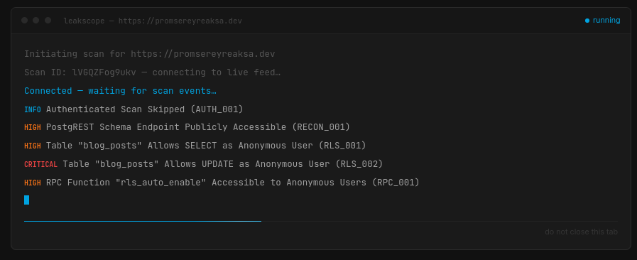 LeakScope — Supabase Security Auditor gallery image