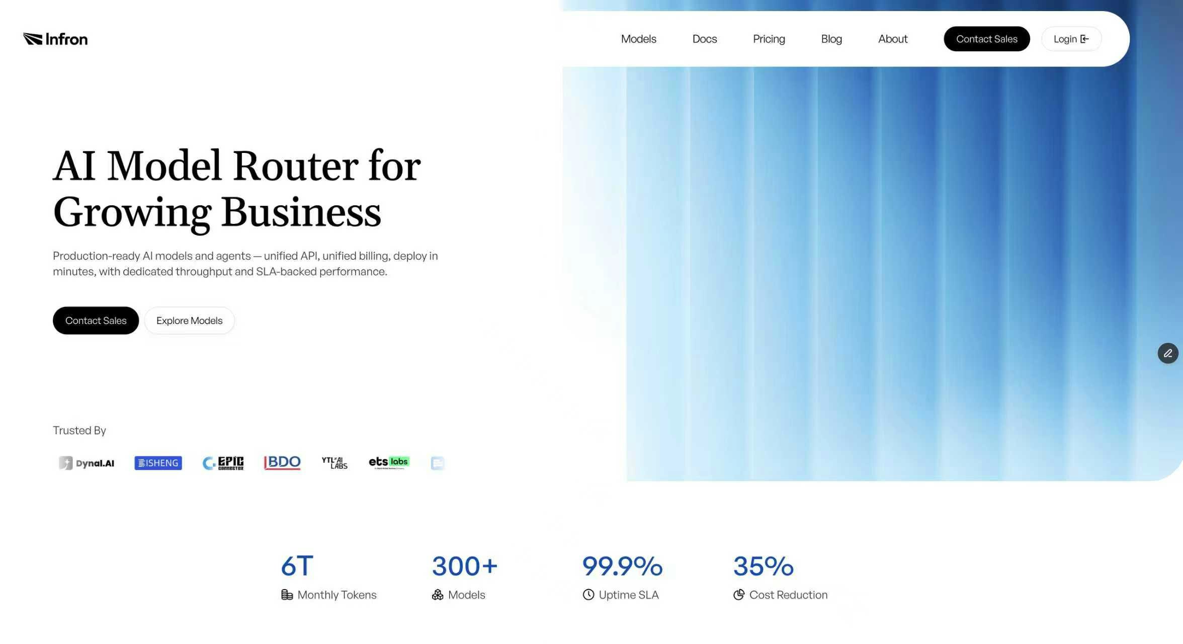 Infron AI - Main product screenshot demonstrating key features and user interface