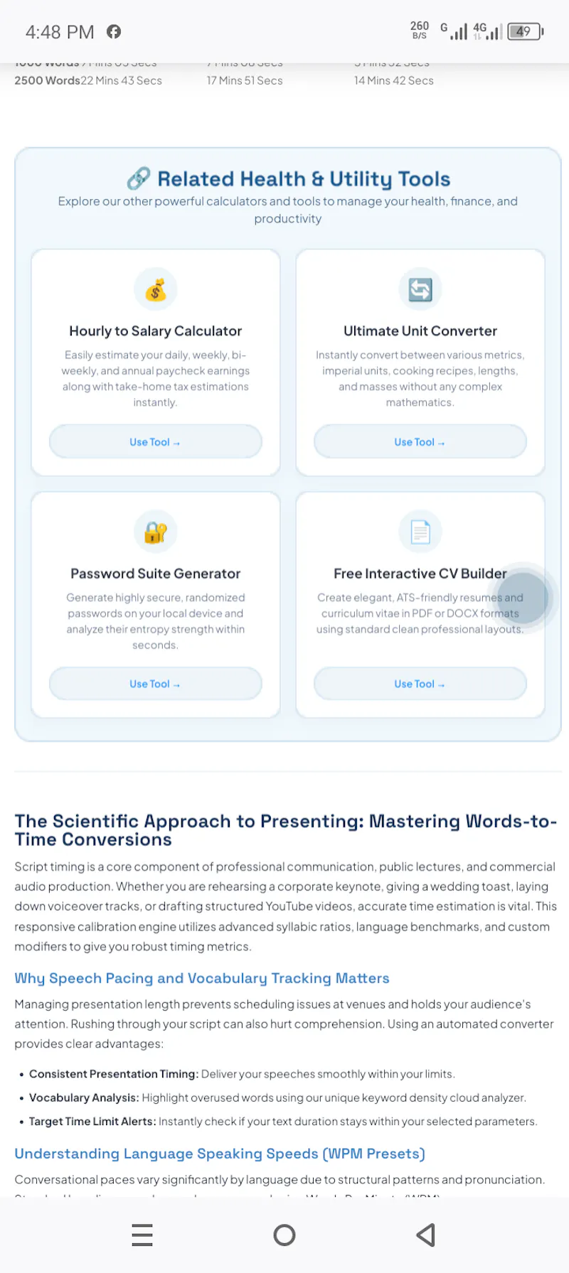 Words to Speaking Time Calculator screenshot 4