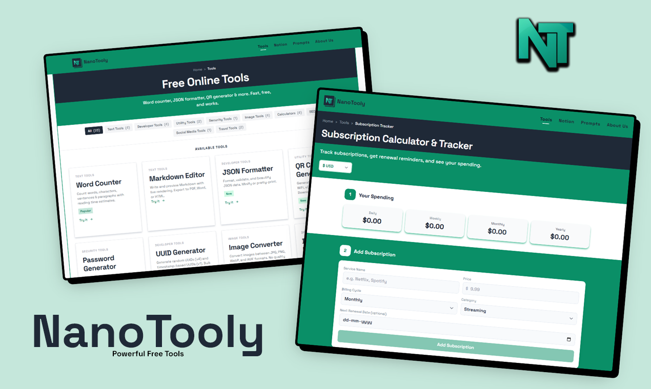 NanoTooly - Main product screenshot demonstrating key features and user interface