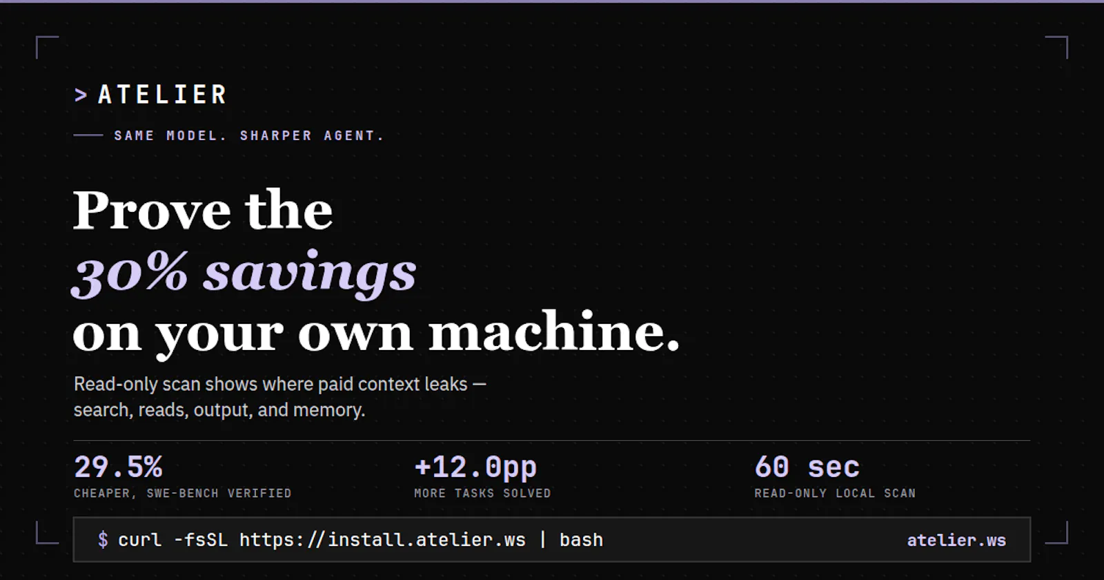 Atelier faster runtime for coding agents screenshot 2