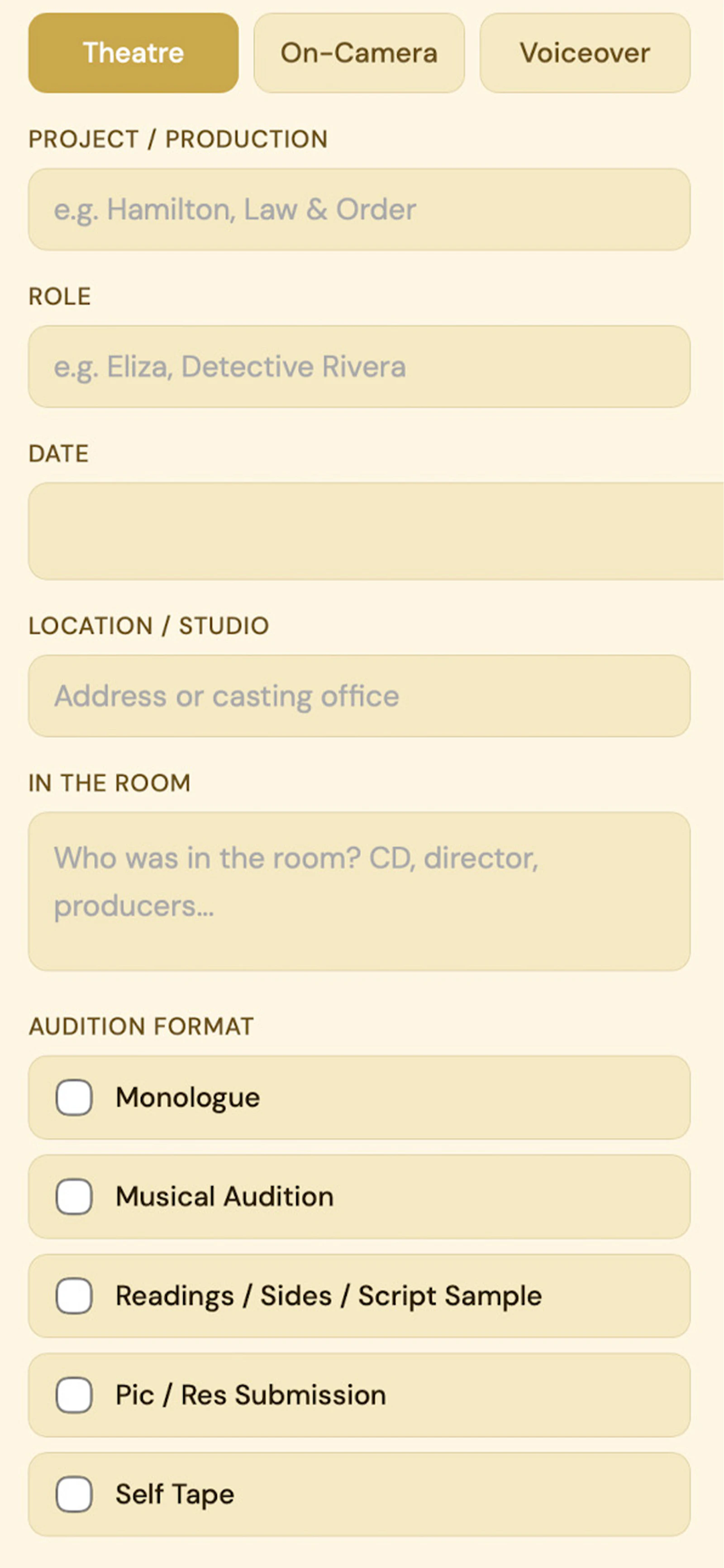 The Audition Log screenshot 2
