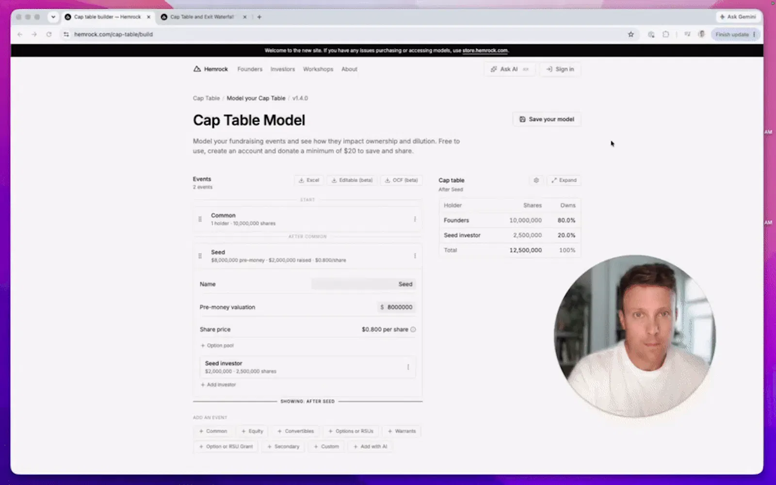 Cap table builder by Hemrock screenshot 1 (video preview)