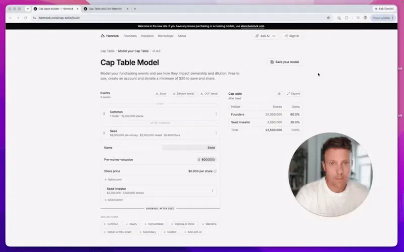 Cap table builder by Hemrock screenshot 1 (video preview)