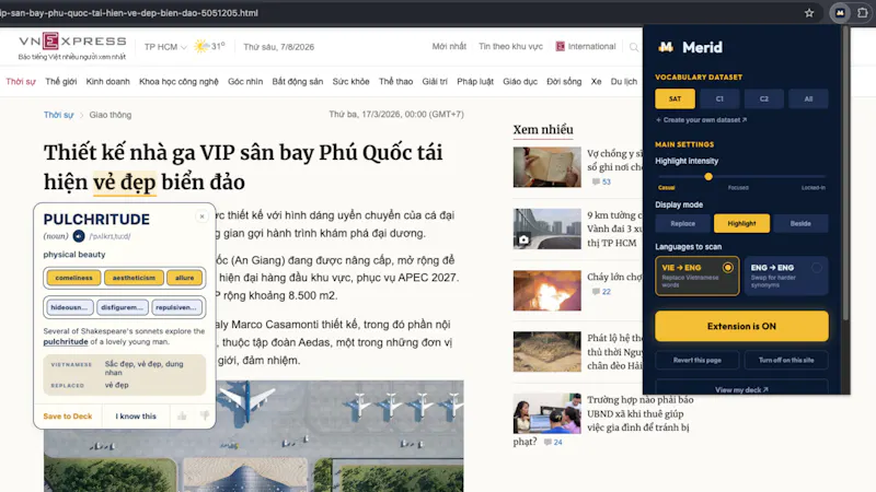 Merid: Learn English as You Browse screenshot 4