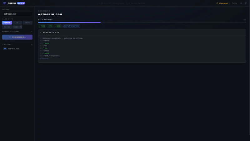 Prism - All-in-one OSINT platform screenshot 3