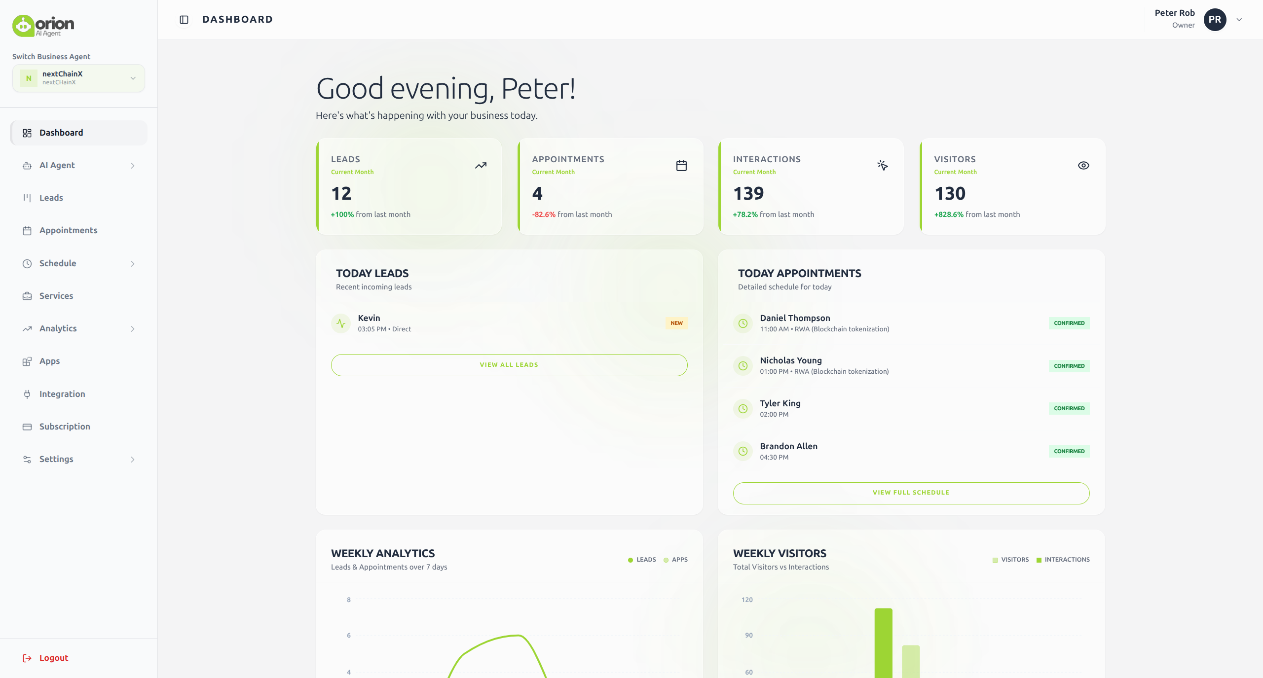 Orion AI Agent  - Screenshot 5 showing product features and functionality