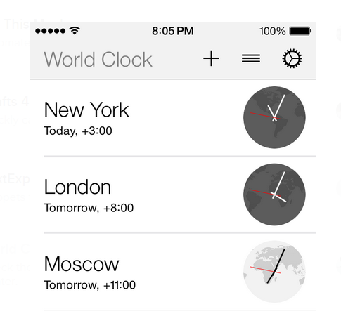 World Clock iOS 8 Widget Check the time, anytime Just pull down