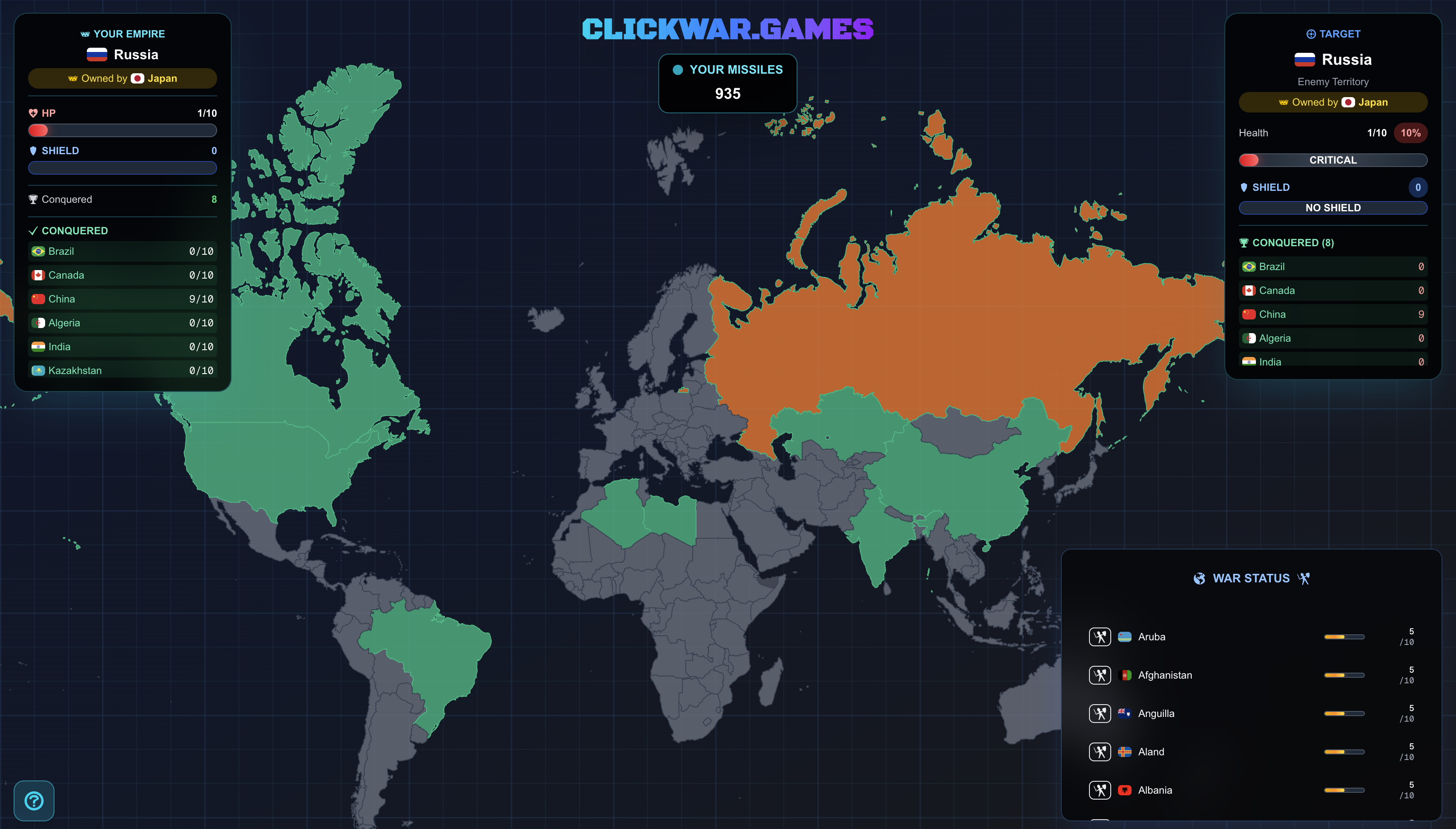 Media Clickwar.games - Khởi động tên lửa để chinh phục các quốc gia và mở rộng đế chế của bạn 2