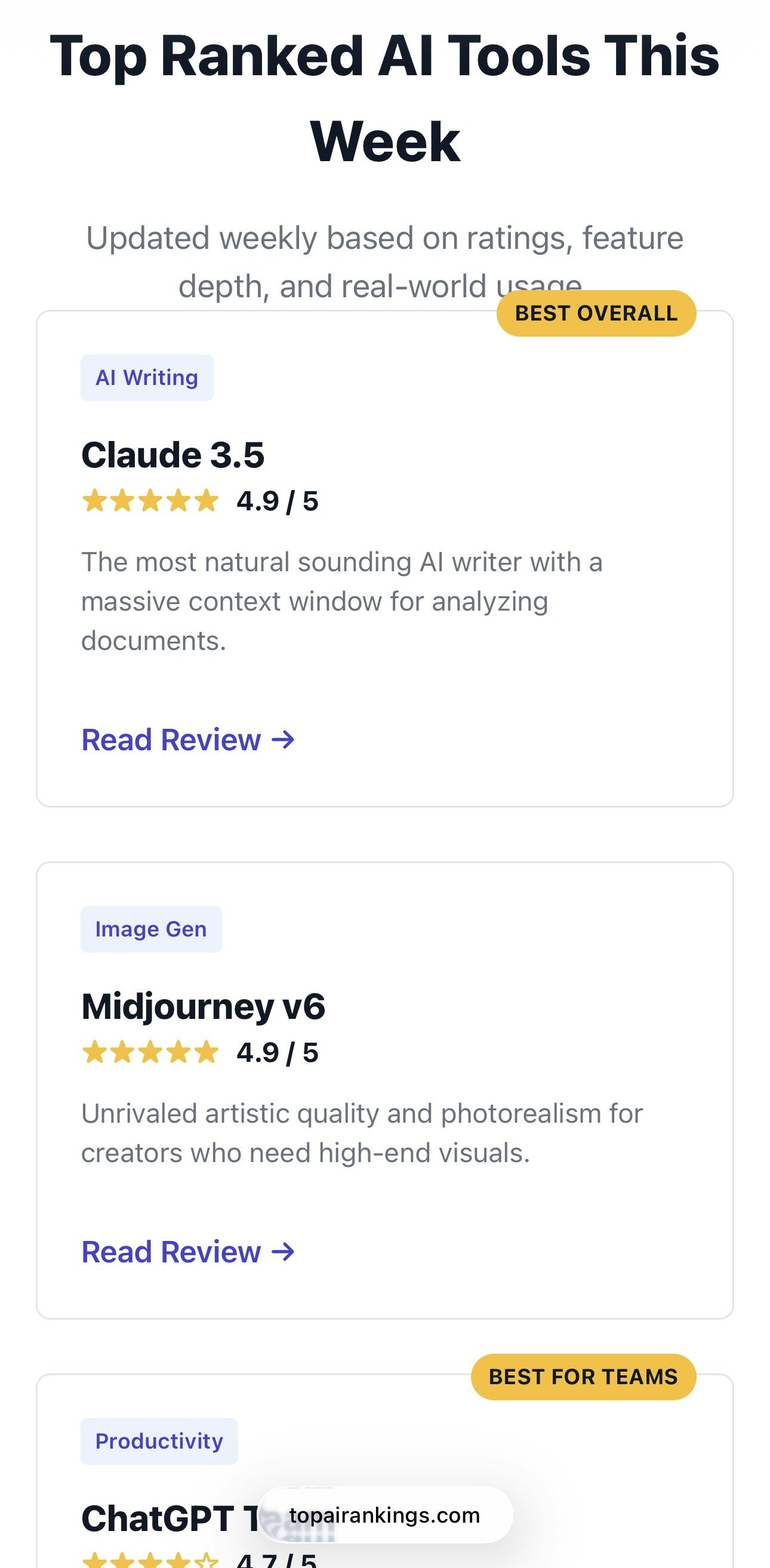 Top AI Rankings gallery image