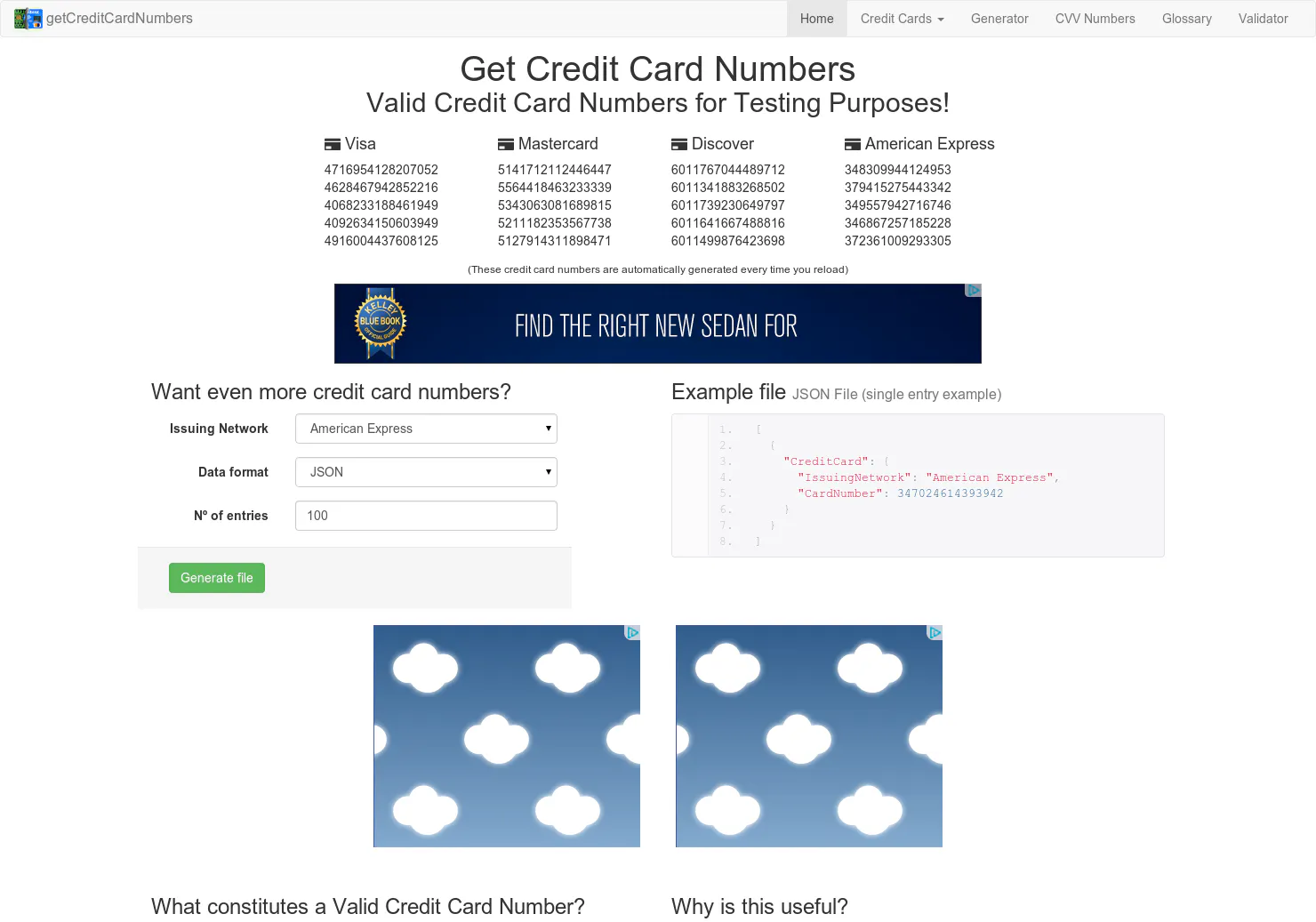 Get Credit Card Numbers