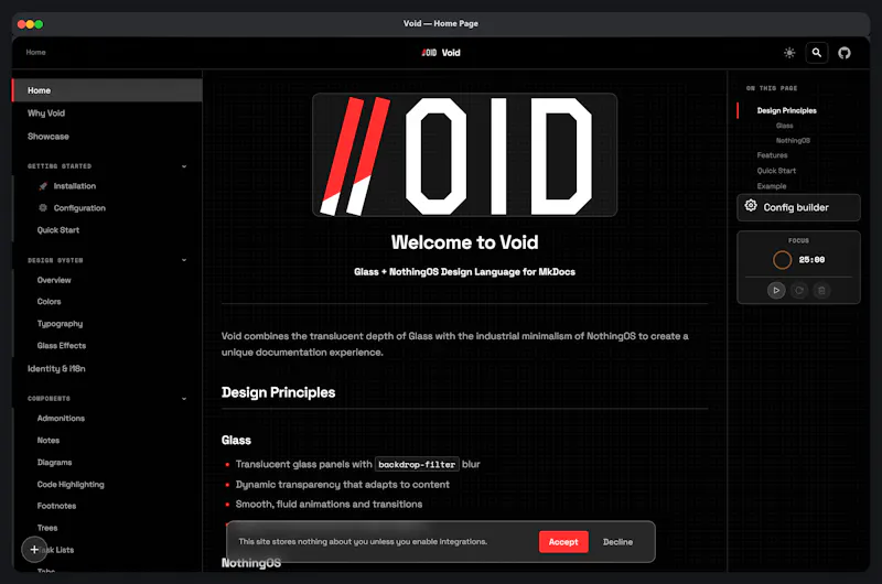 Void Documentation screenshot 1