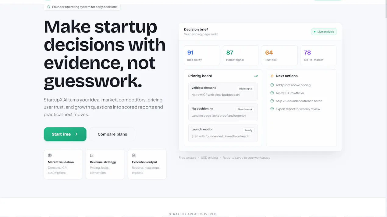 StartupX AI product