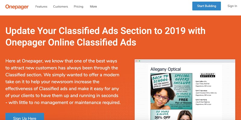 Onepager Online Classified Ads media 1