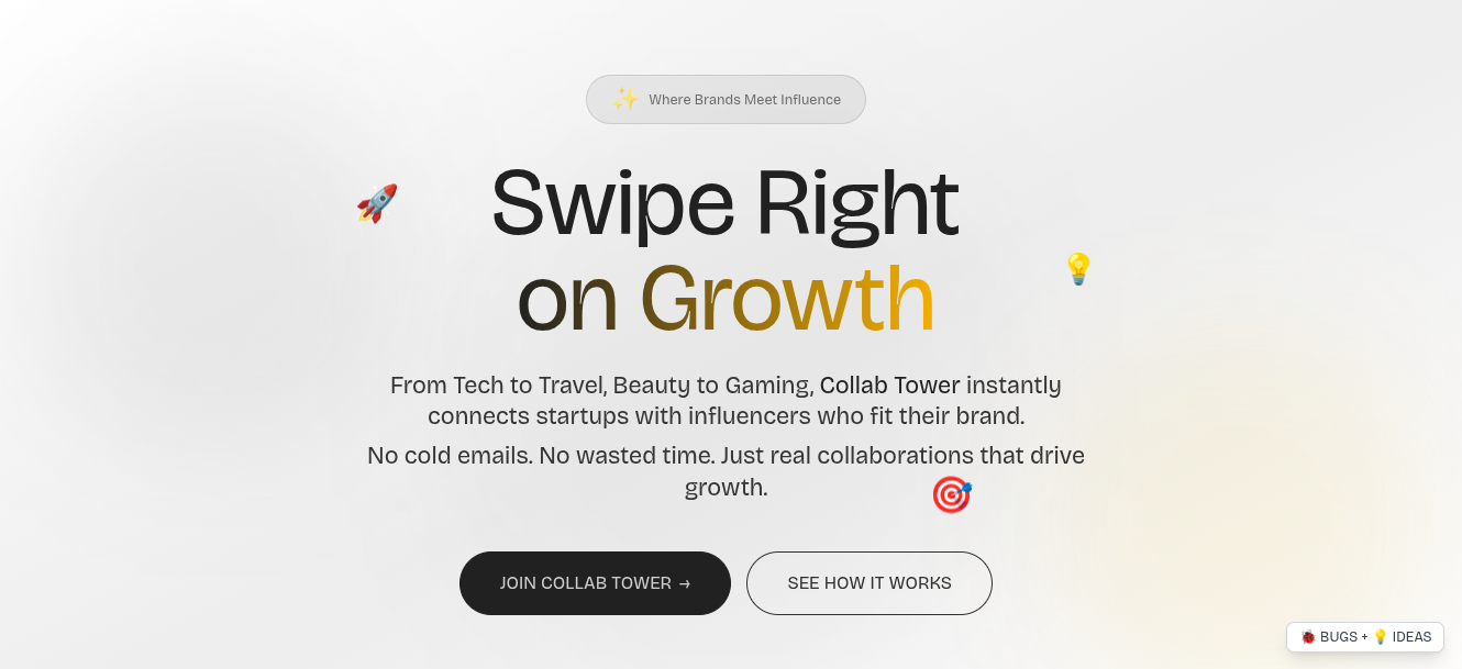 Média Tour de collaboration - Glissez directement sur la croissance - Faites correspondre les marques avec des influenceurs. 1
