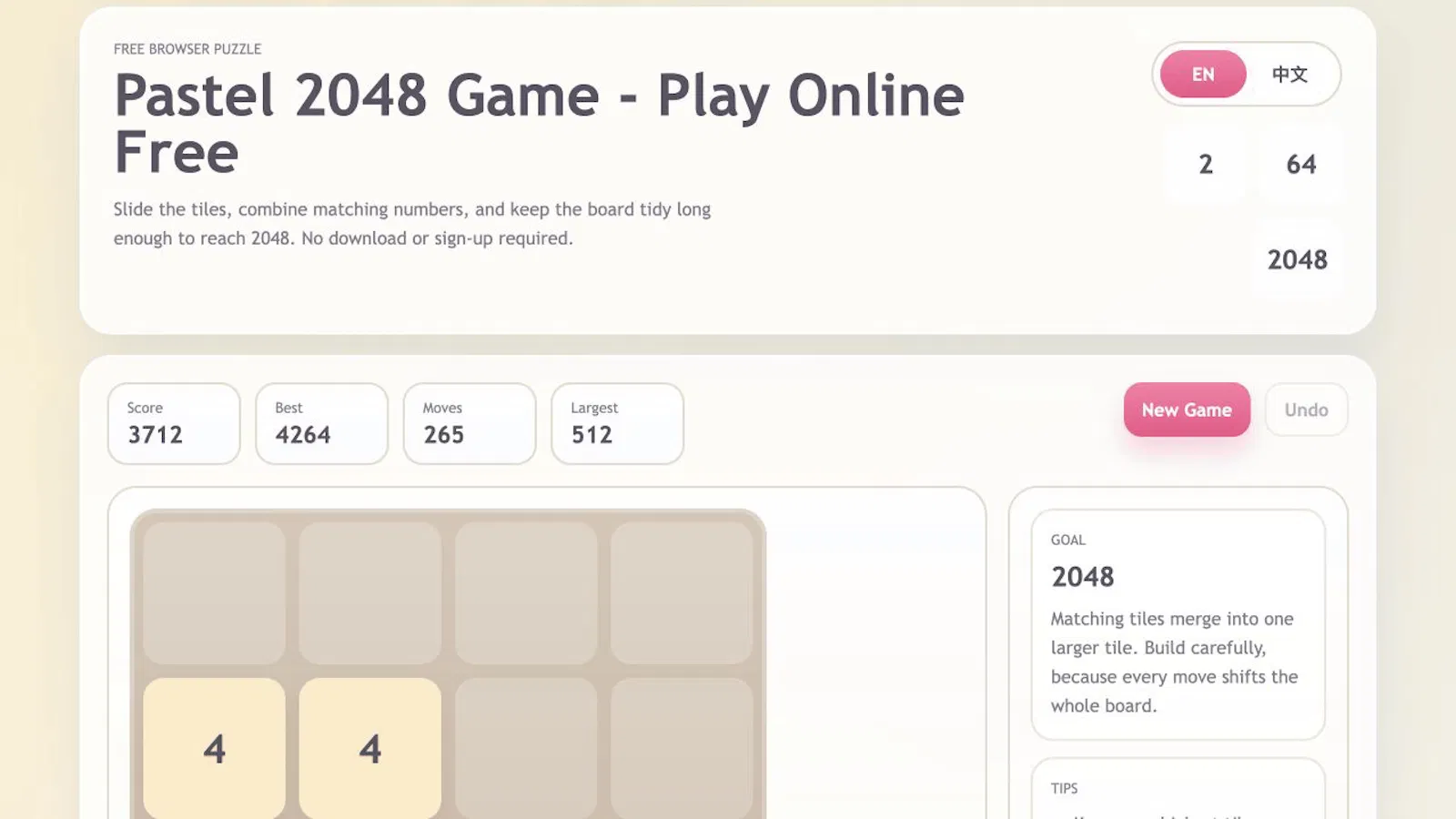 Pastel 2048 screenshot 1
