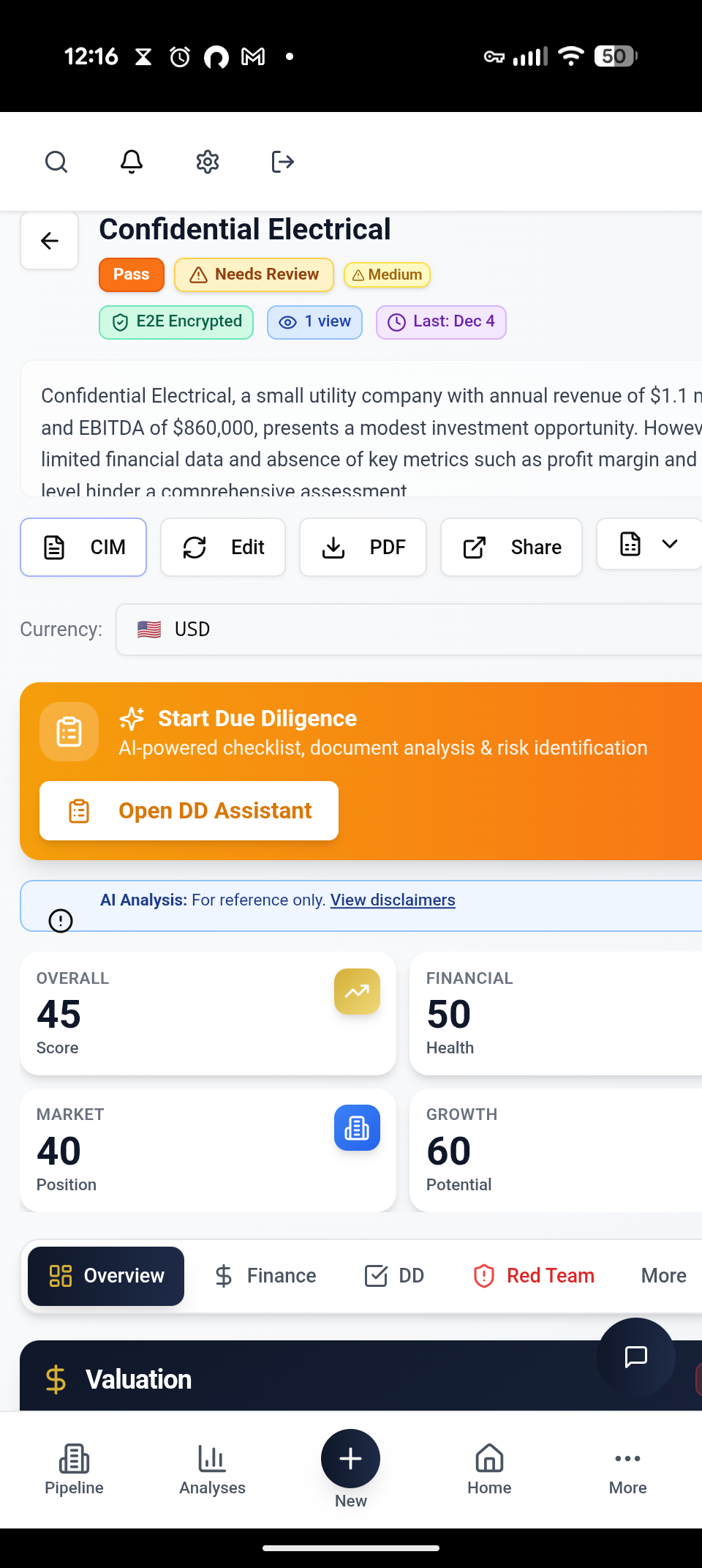 Dealforge AI – M&A OS with Red Team - Screenshot 5 showing product features and functionality