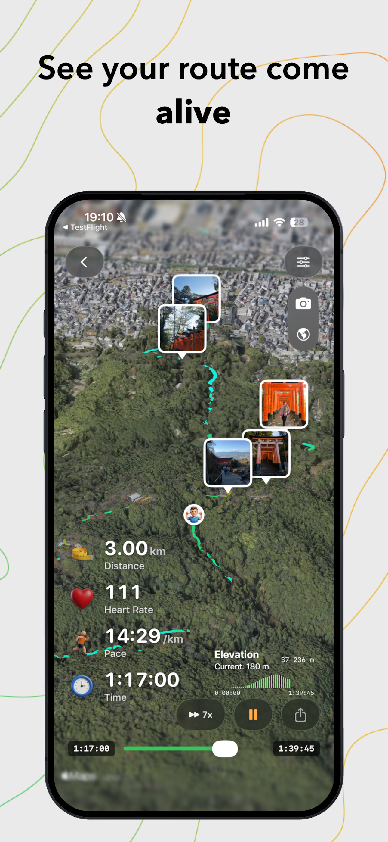 ReRun: 3D Hike, Bike & Trails - Main product screenshot demonstrating key features and user interface