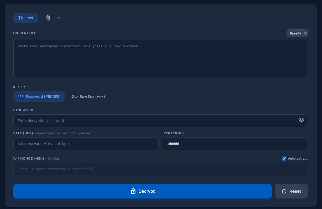 AES 256 Decryption Online Tool gallery image