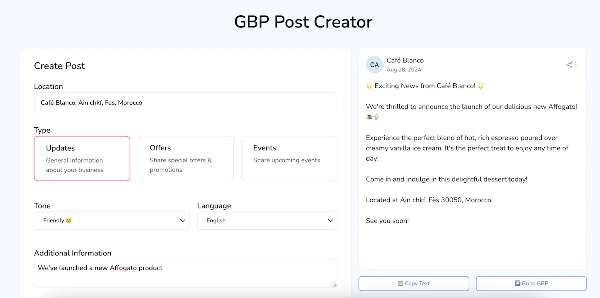 GBP Post Creator by LocalPanda