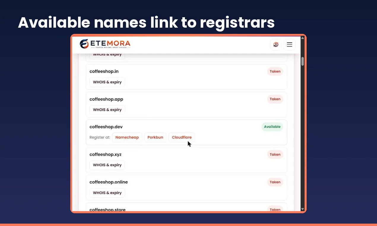 Etemora Domain Name Generator gallery image
