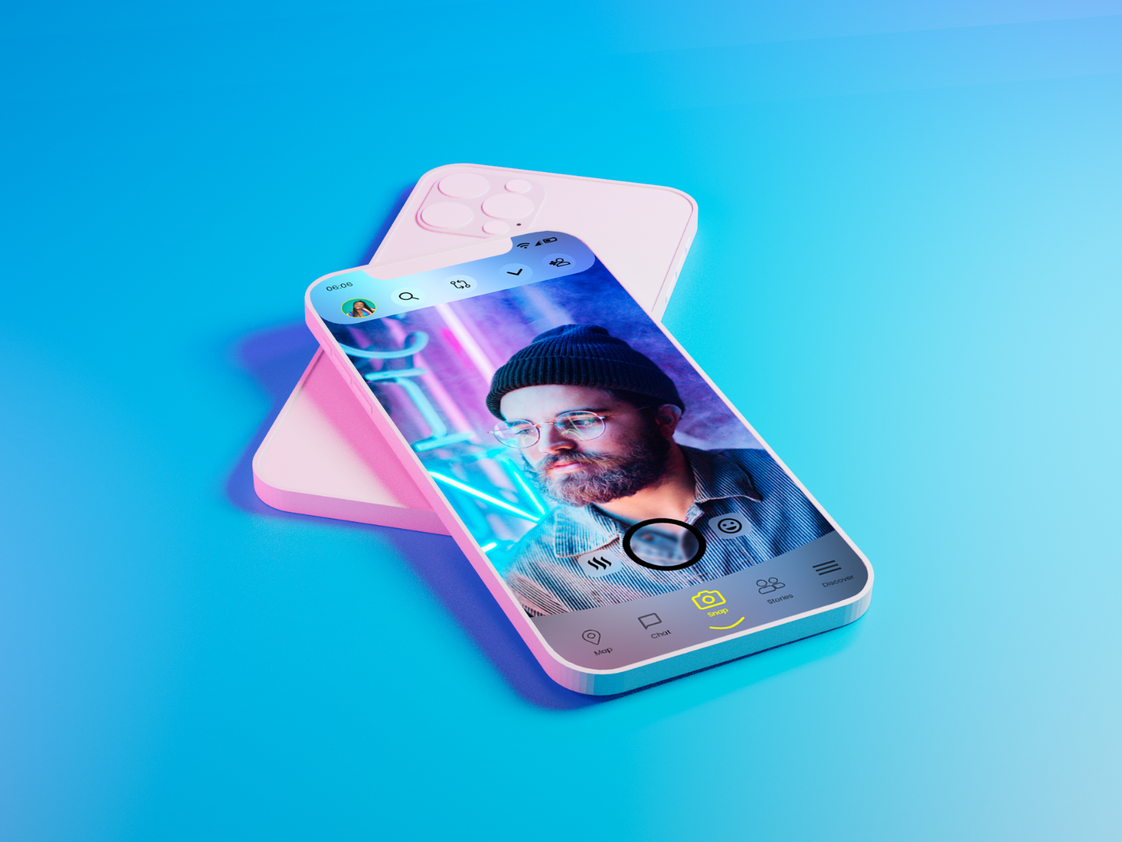 Snapchat App + iPhone 12 Pro Mockup