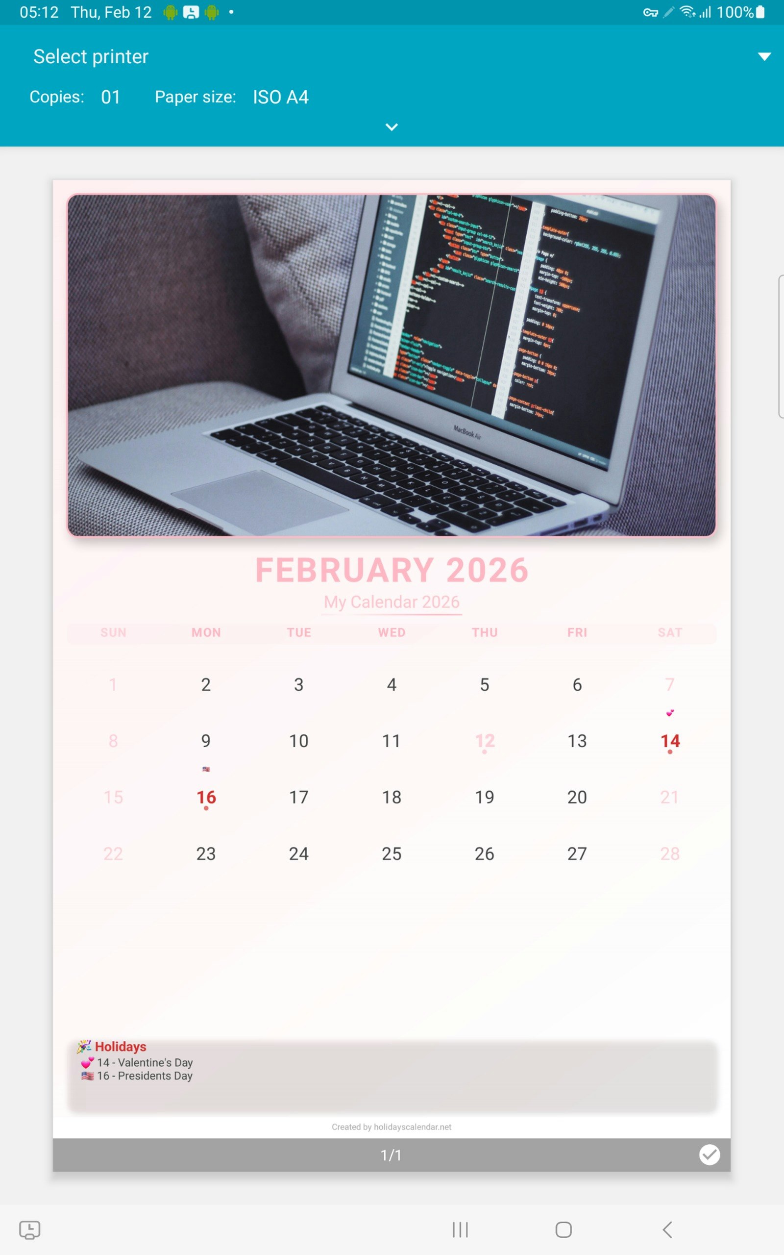 HolidaysCalendar.net - Main product screenshot demonstrating key features and user interface