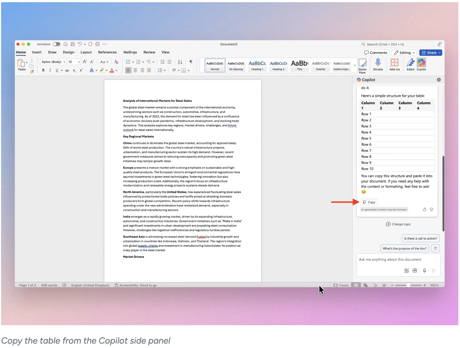 Copilot in Word screenshot 21