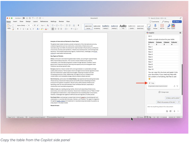 Copilot in Word screenshot 21
