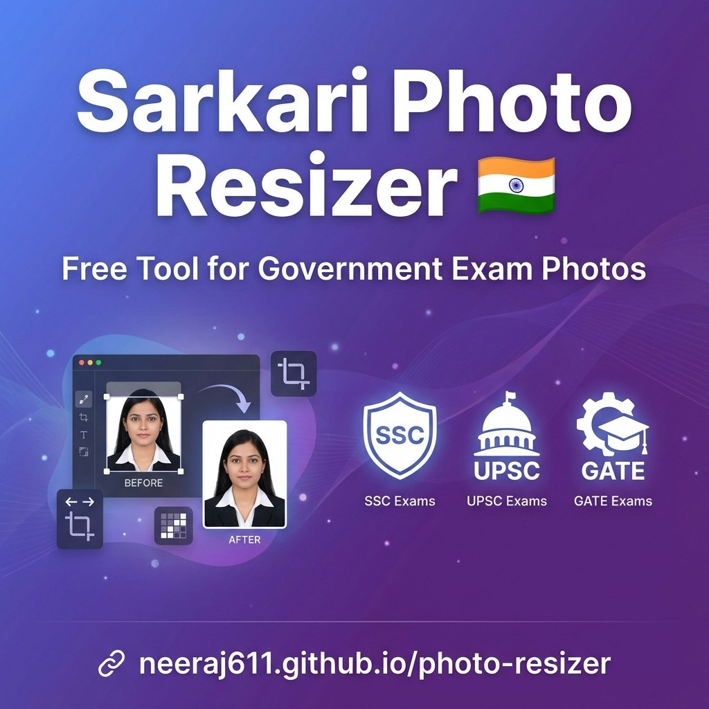 Free Photo Resizer for  Government Exams - Main product screenshot demonstrating key features and user interface