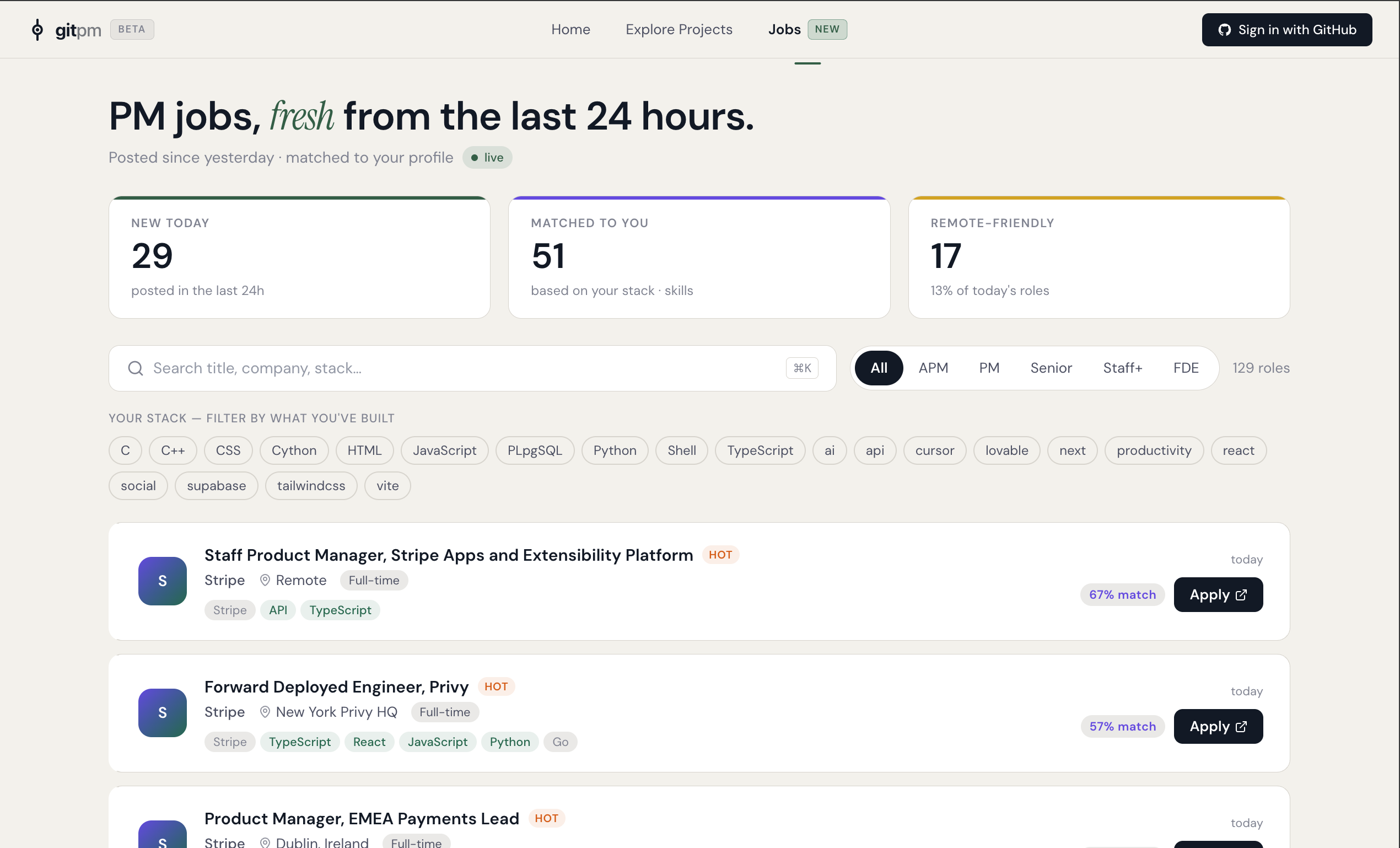 GitPM: The portfolio for PMs who ship gallery image