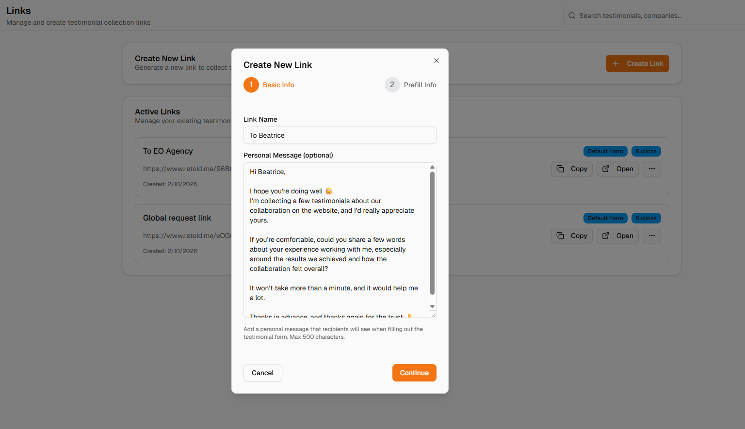Retold.me - Screenshot 4 showing product features and functionality