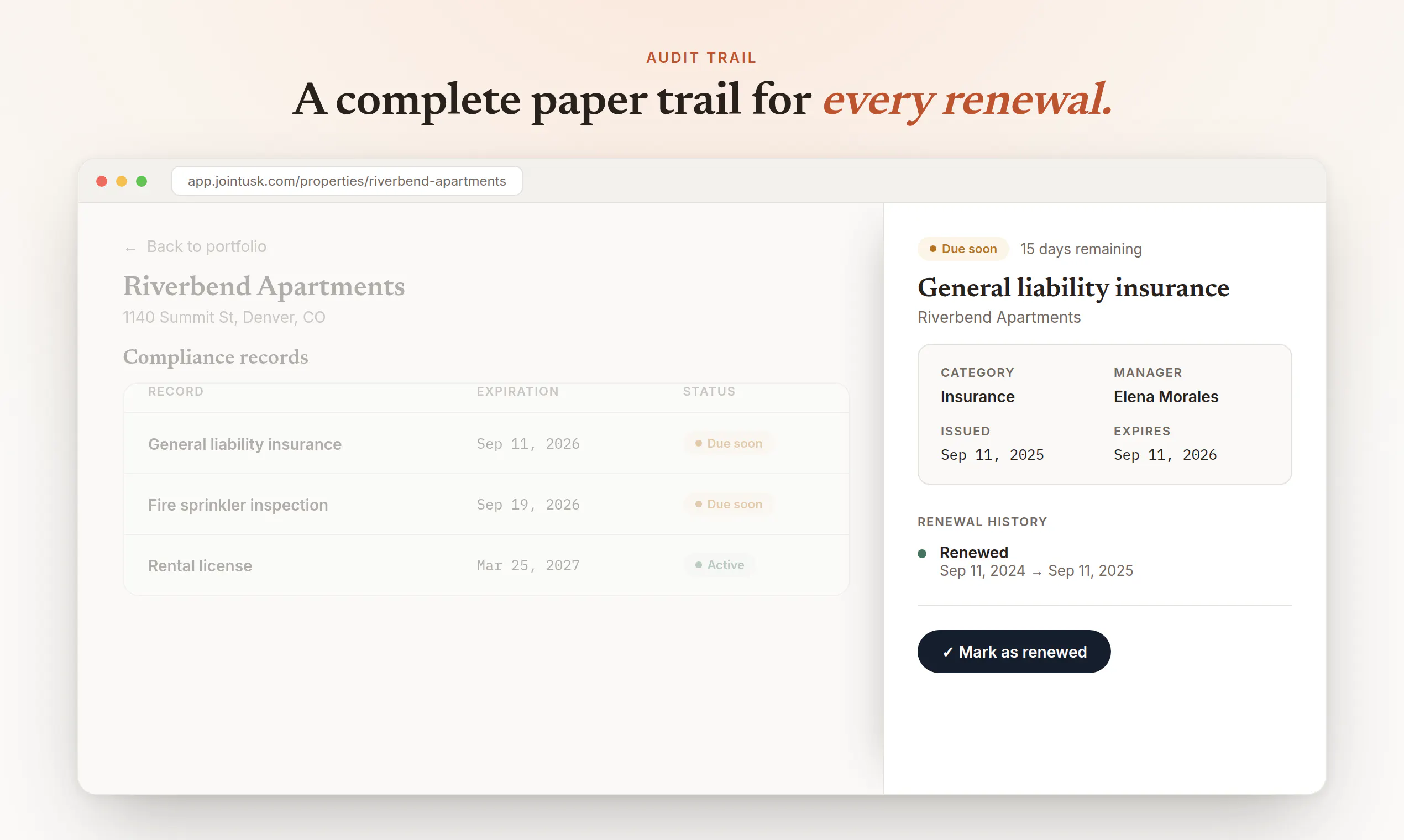 Tusk - Property Compliance Management screenshot